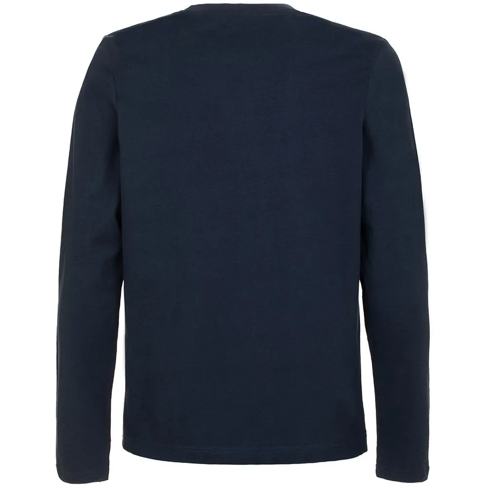 Fred Mello Men's Blue Cotton Logo Print Long-Sleeved Tee