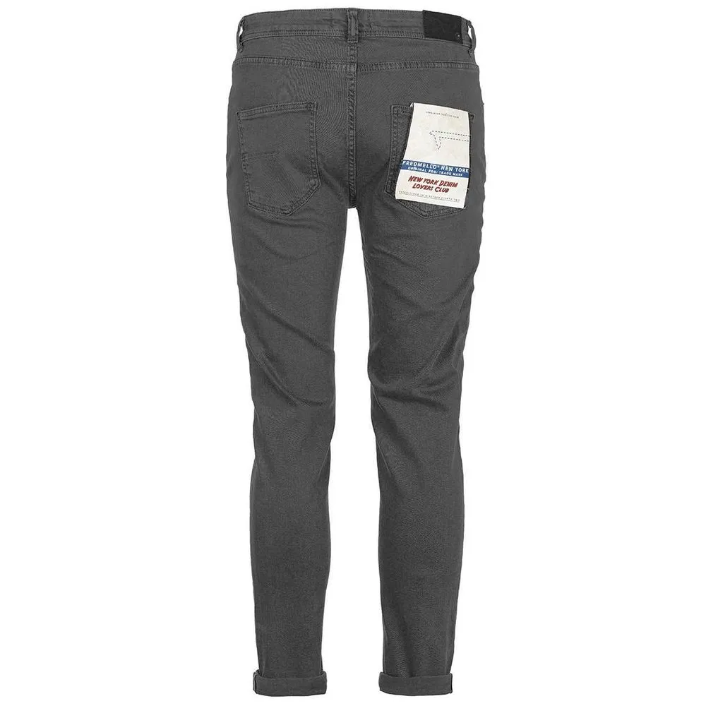 Fred Mello Men's Chic Gray Cotton Denim Pants