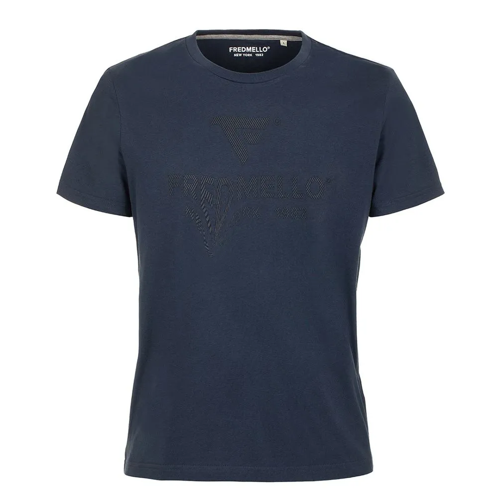 Fred Mello Men's Chic Blue Cotton Crewneck Tee