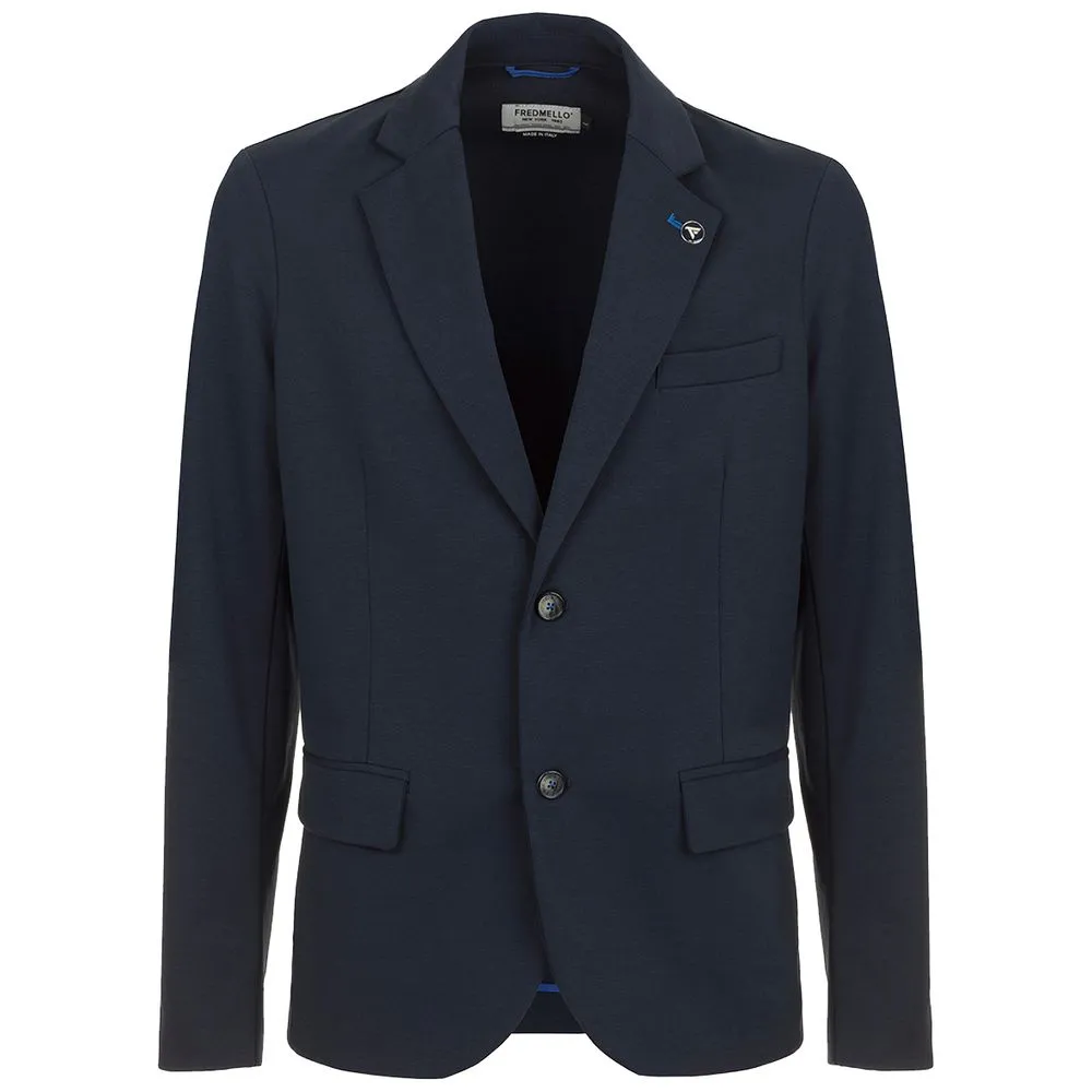 Fred Mello Men's Chic Solid Blue Light Cotton Jacket