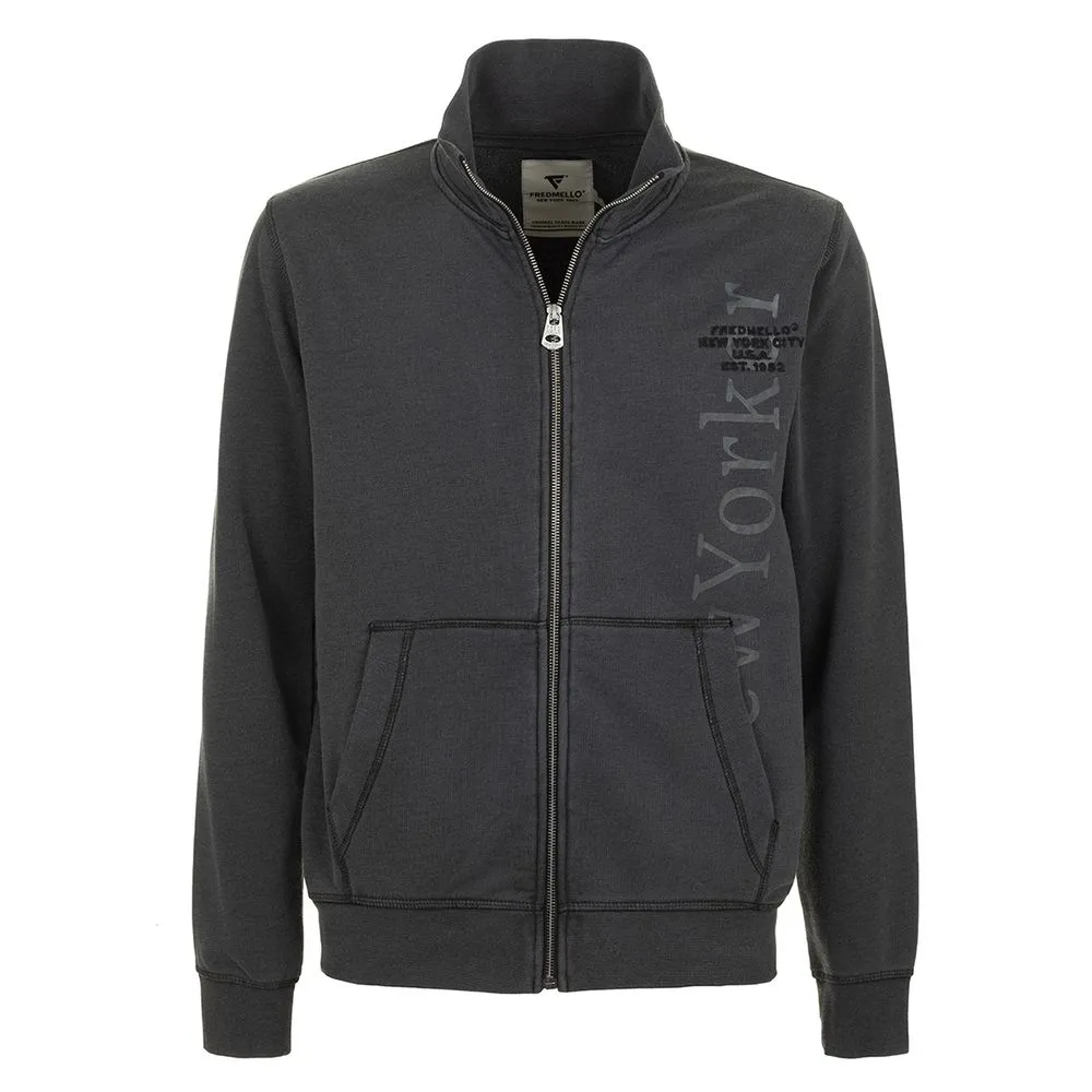 Fred Mello Men's Chic Blue Cotton Blend Zipper Sweatshirt