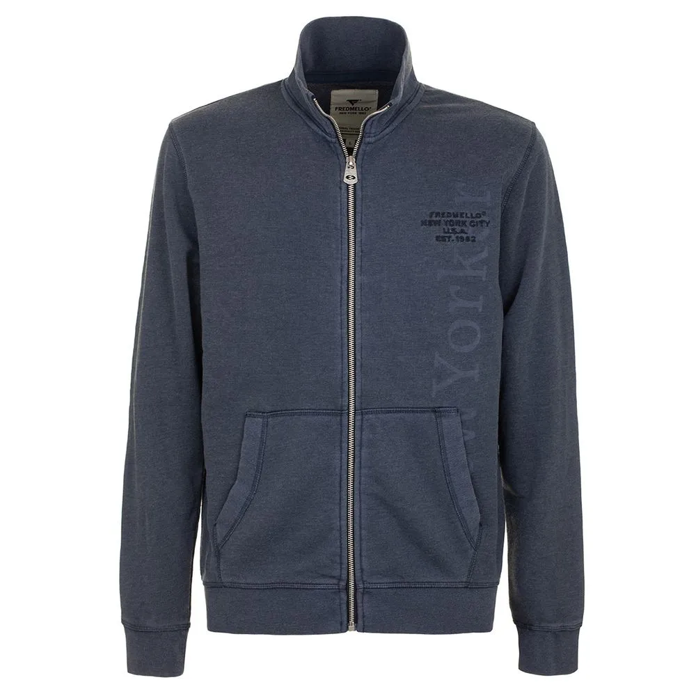 Fred Mello Men's Chic Blue Cotton Blend Zipper Sweatshirt
