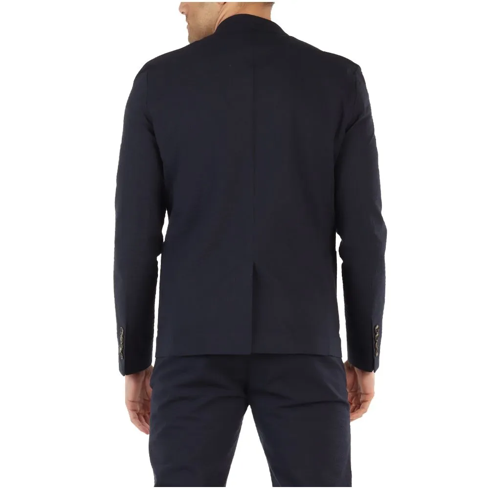 Fred Mello Men's Chic Solid Blue Lightweight Cotton Jacket