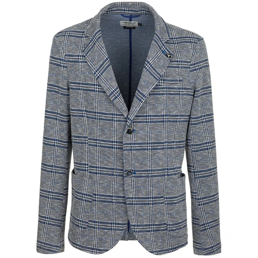 Fred Mello Men's Chic Cotton Blend Checked Jacket