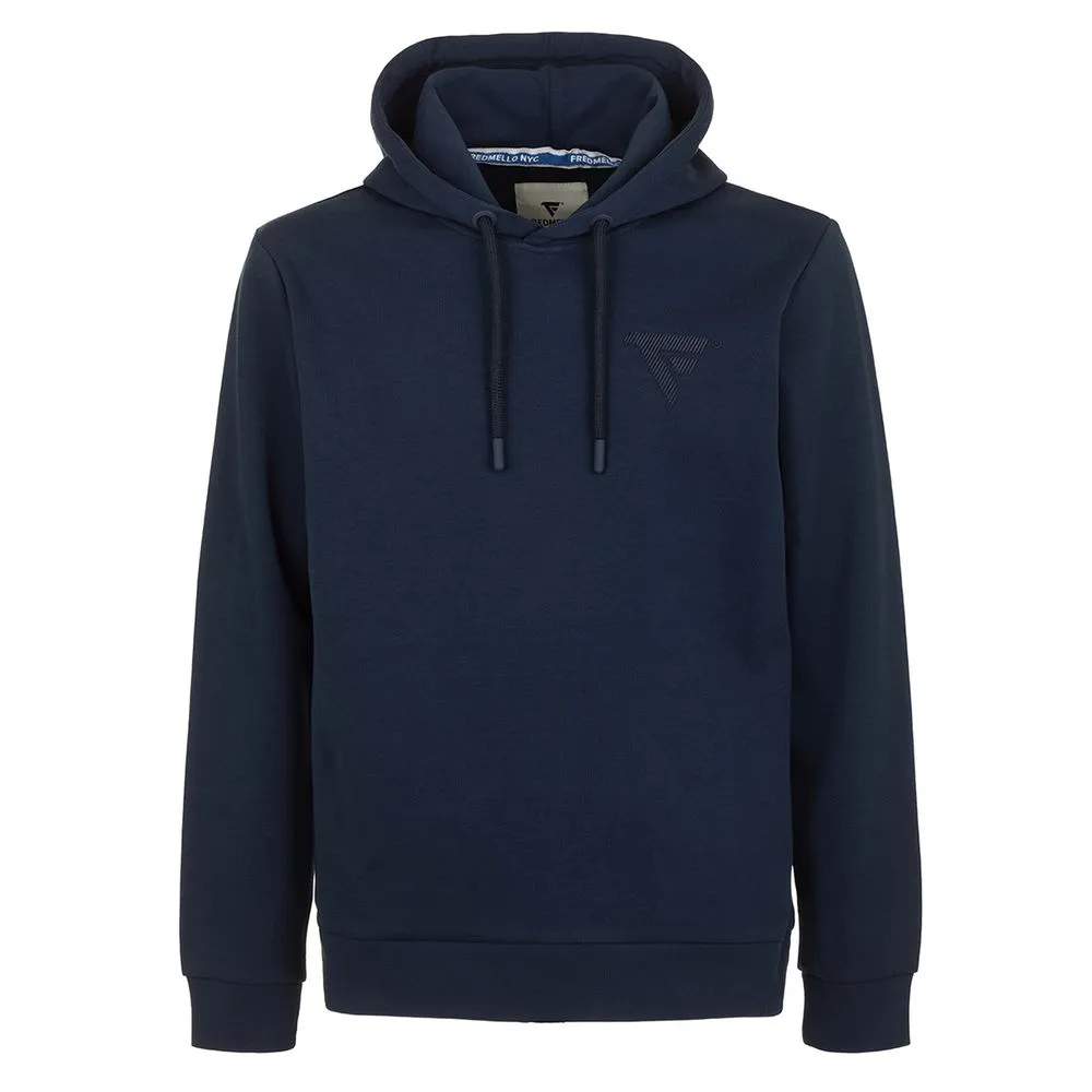 Fred Mello Men's Soft Cotton-Blend Blue Hoodie with Logo Design