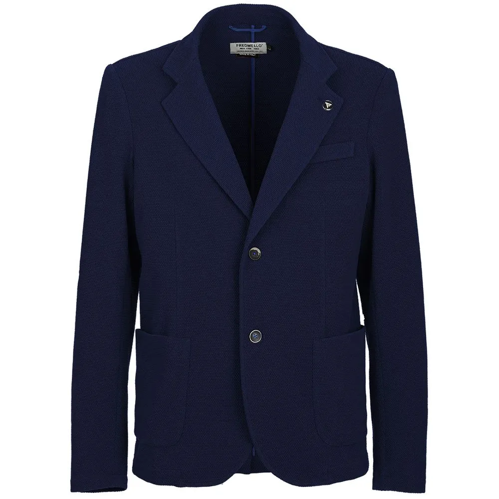 Fred Mello Men's Chic Blue Cotton Blend Jacket for Men
