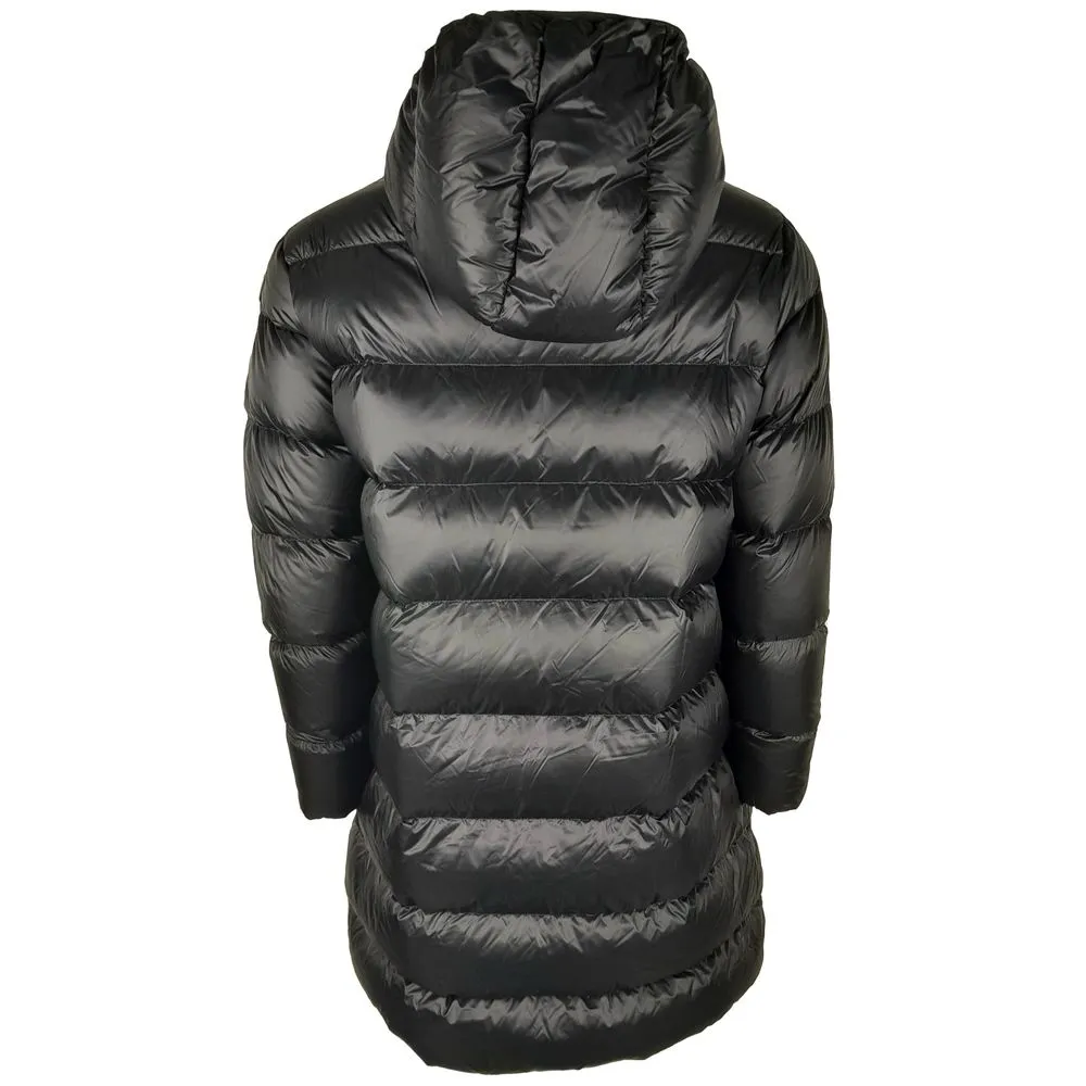 Centogrammi Women's Sleek Black Nylon Down Jacket with Hood