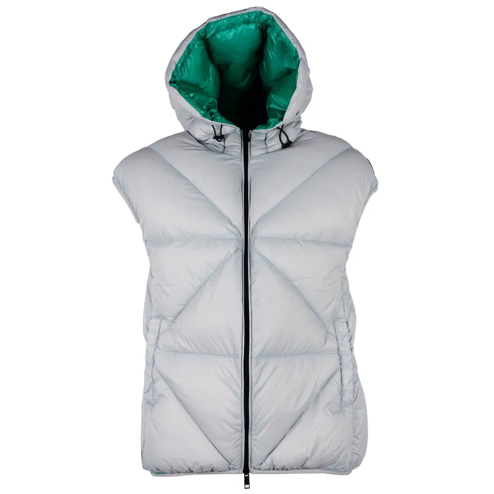 Centogrammi Women's Elegant Gray Puffer Vest with Green Lining