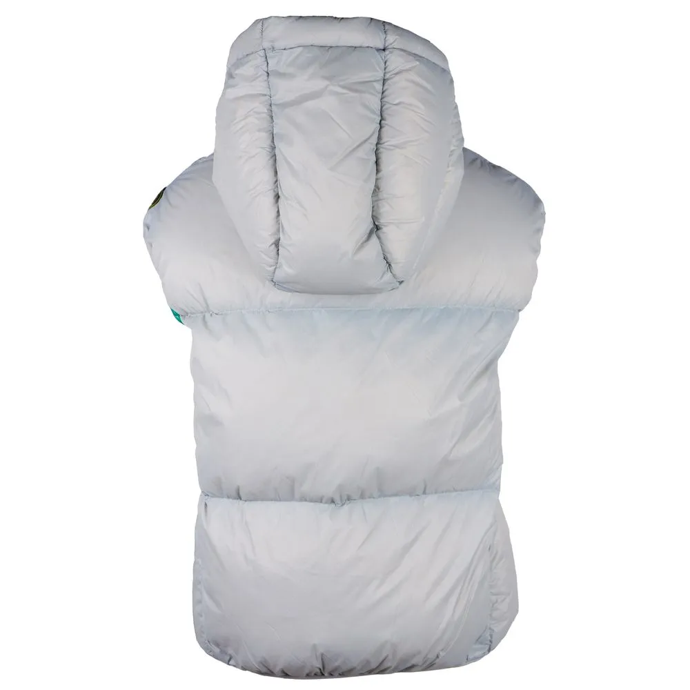 Centogrammi Women's Elegant Gray Puffer Vest with Green Lining