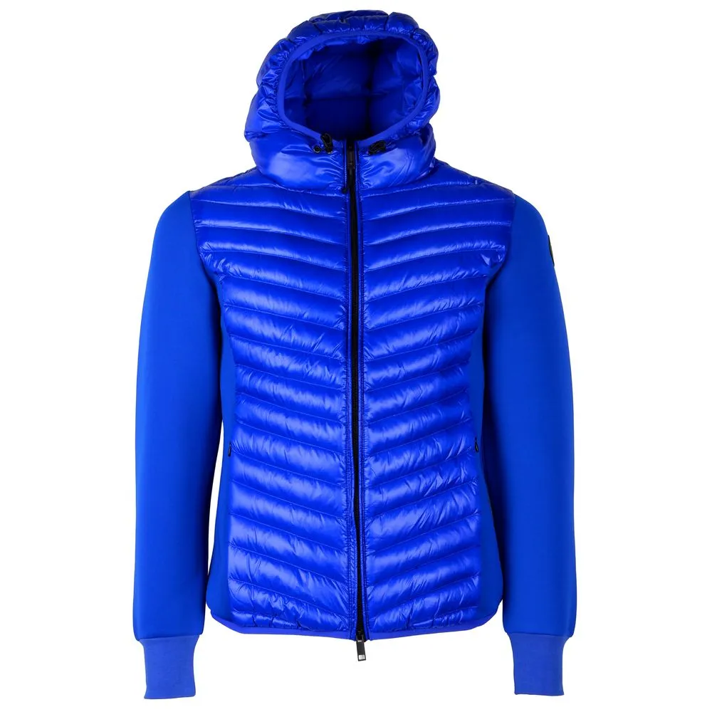 Centogrammi Women's Chic Blue Nylon Down Jacket with Stretch Sleeves