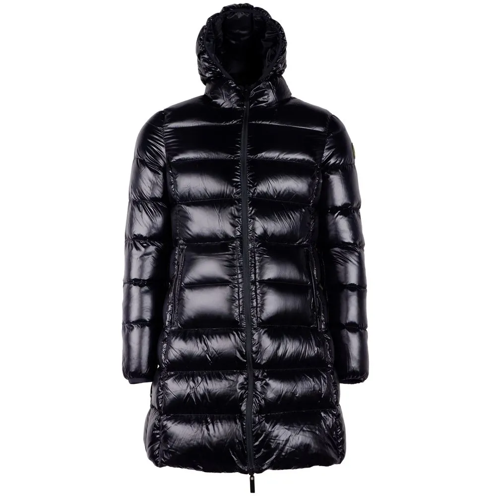 Centogrammi Women's Reversible Long Down Jacket in Sleek Black