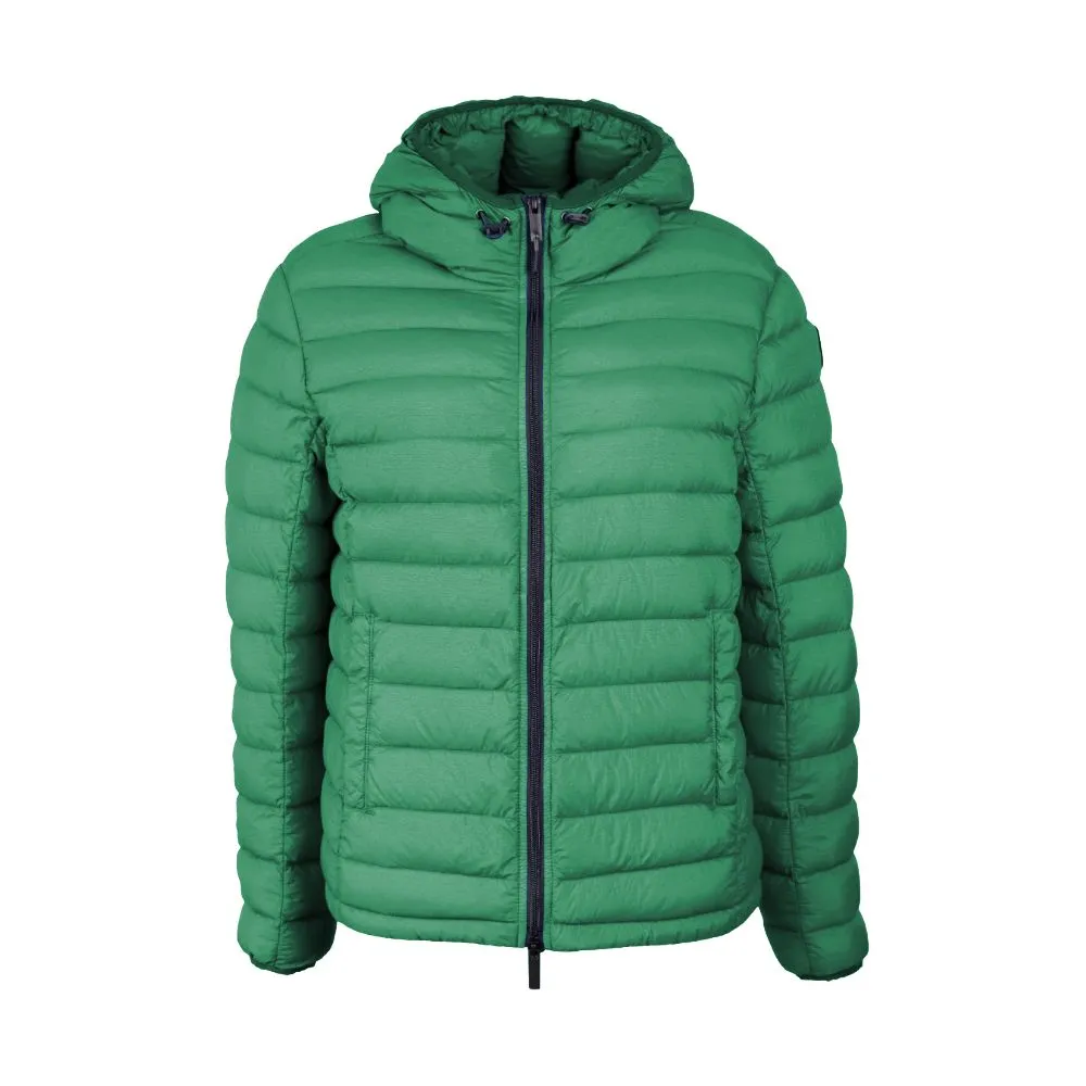 Centogrammi Women's Chic Hooded Down Nylon Jacket in Lush Green