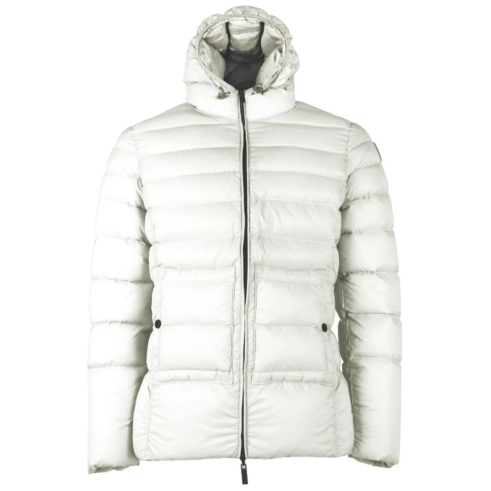 Centogrammi Women's Reversible White Nylon Hooded Jacket