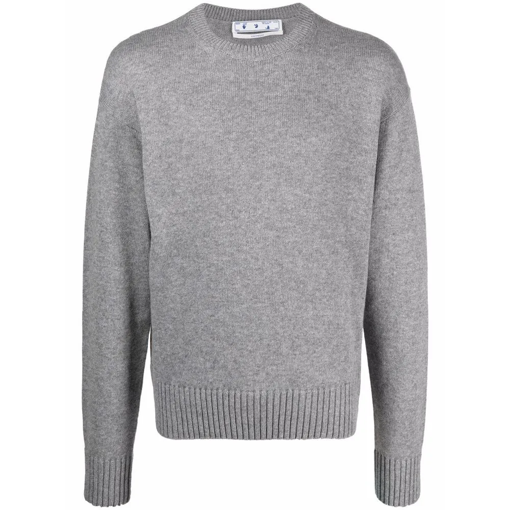 Off-White Men's Elegant Gray Wool Sweater for Men