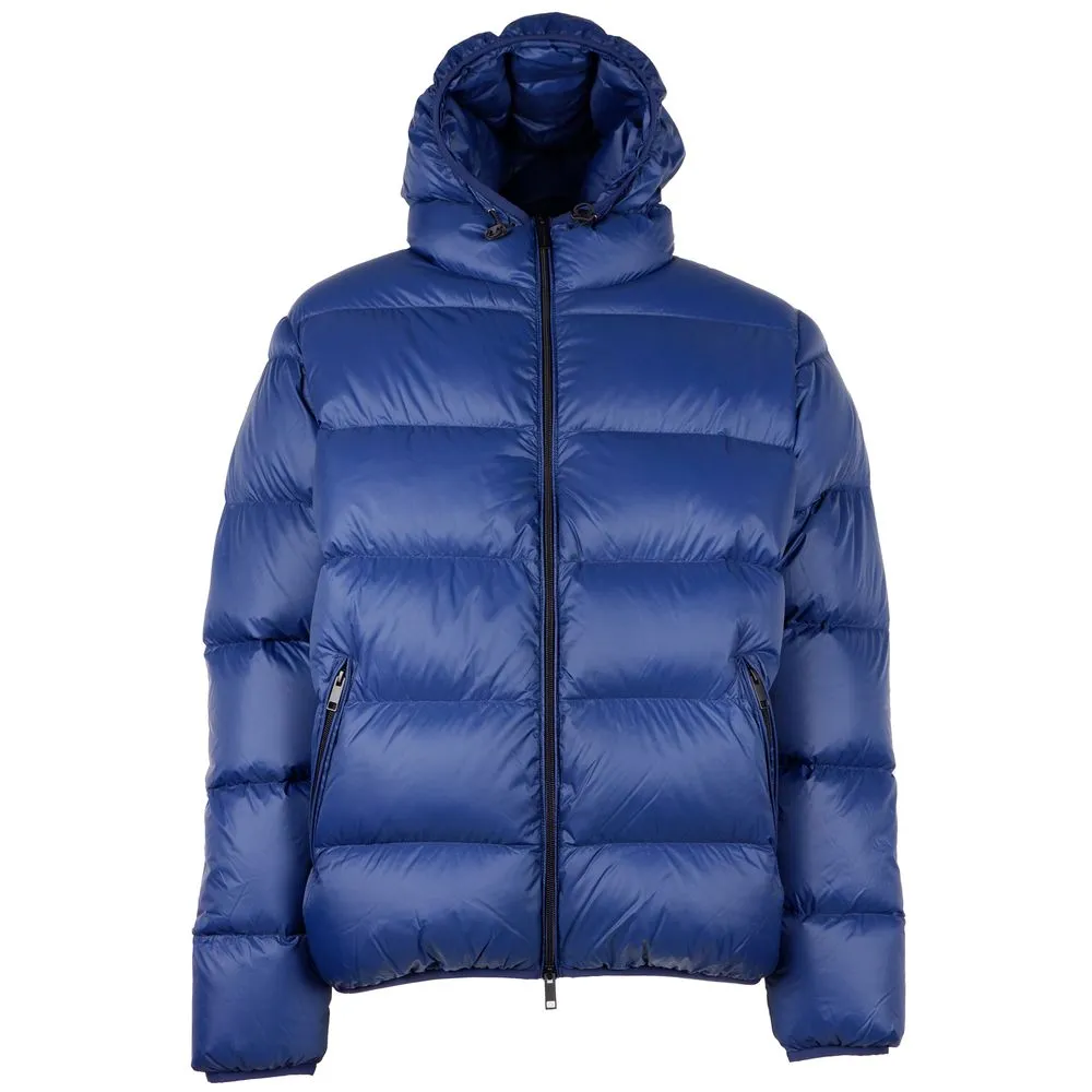 Centogrammi Men's Sleek Blue Nylon Down Jacket