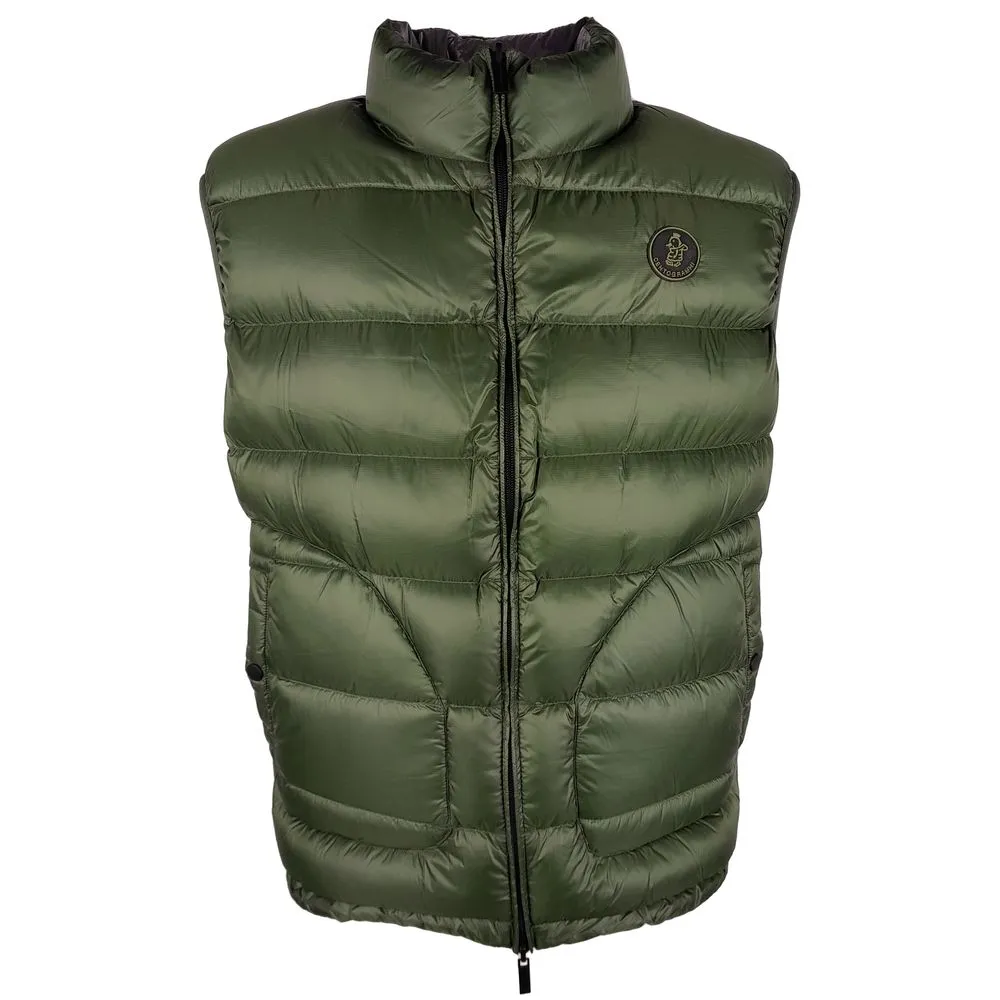 Centogrammi Men's Chic Reversible Green & Grey Duck Down Vest