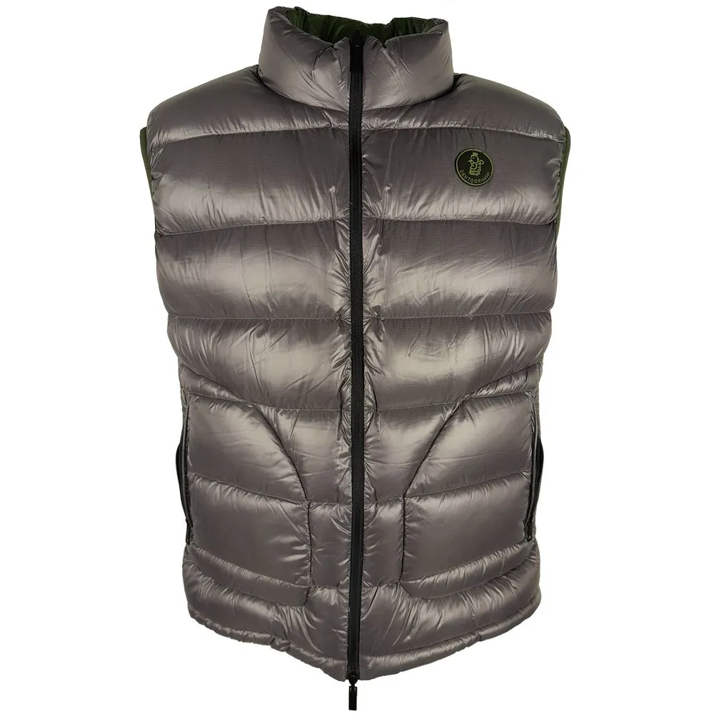 Centogrammi Men's Chic Reversible Green & Grey Duck Down Vest