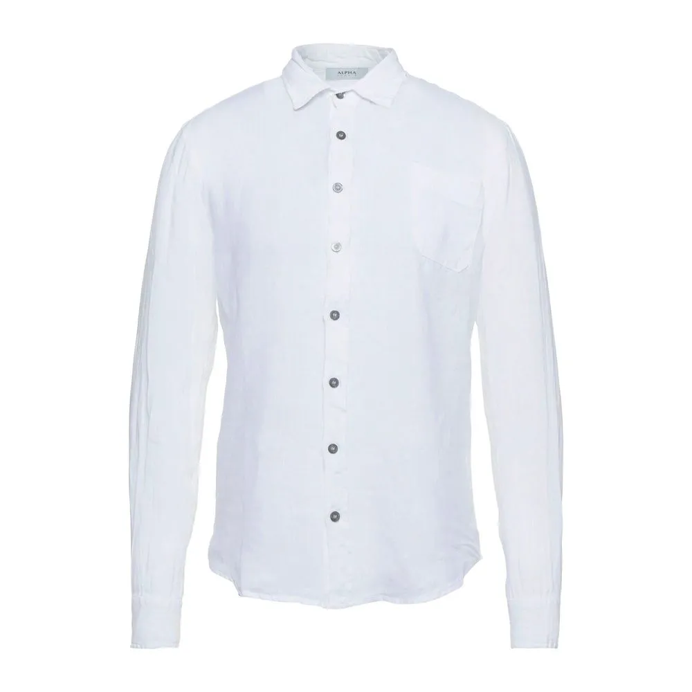Alpha Studio Men's Elegant White Linen Shirt for Men