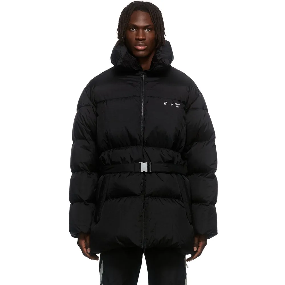 Off-White Men's Sleek Black Down-Filled Jacket