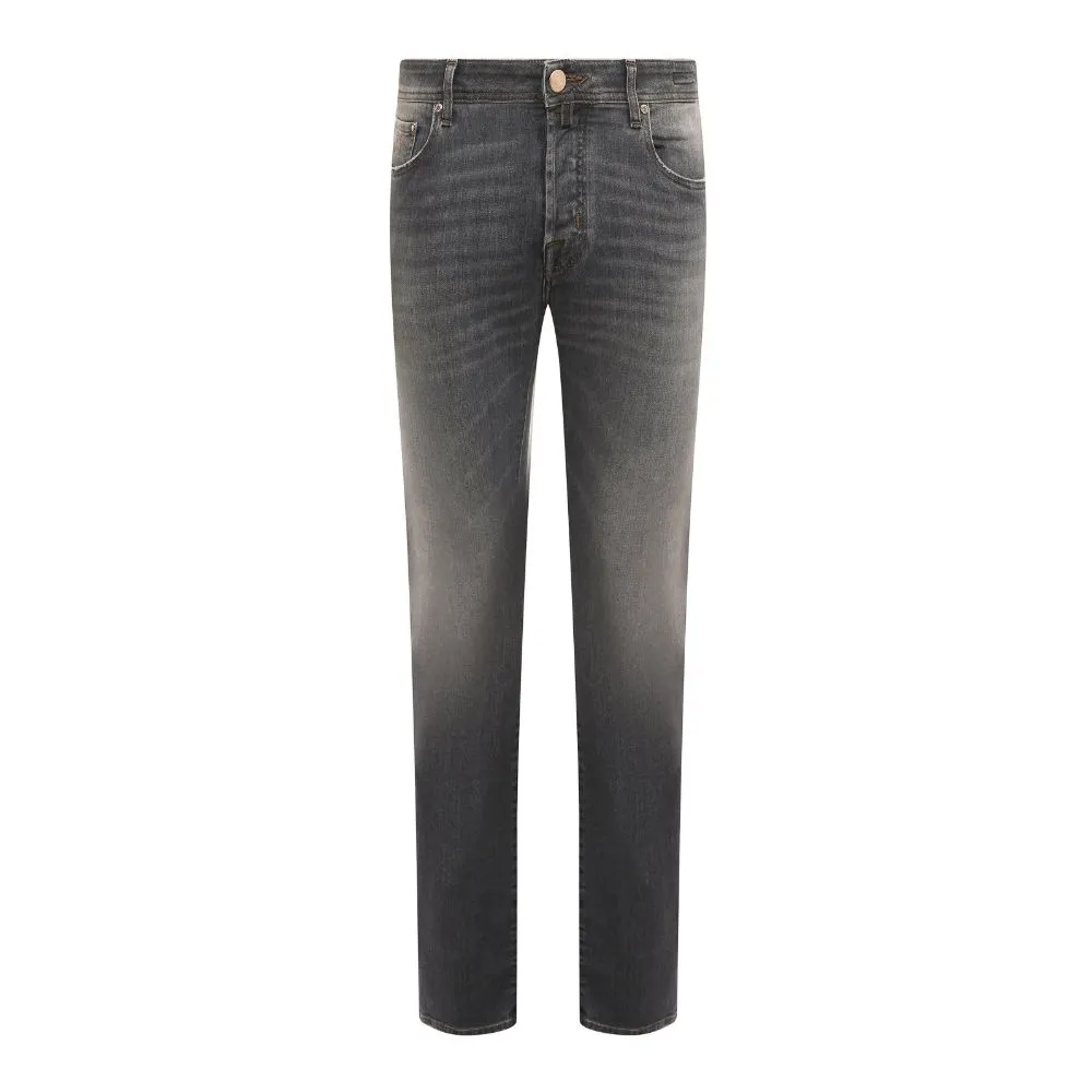 Jacob Cohen Men's Sleek Gray Stretch Cotton Regular Fit Jeans