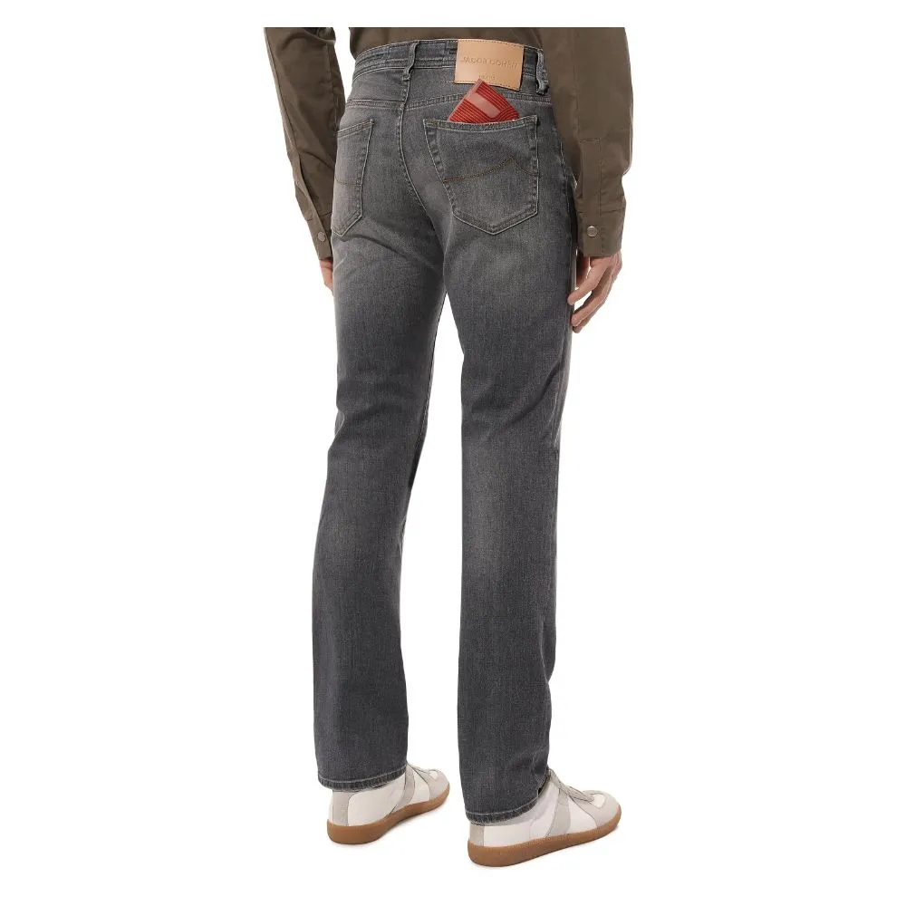 Jacob Cohen Men's Sleek Gray Stretch Cotton Regular Fit Jeans