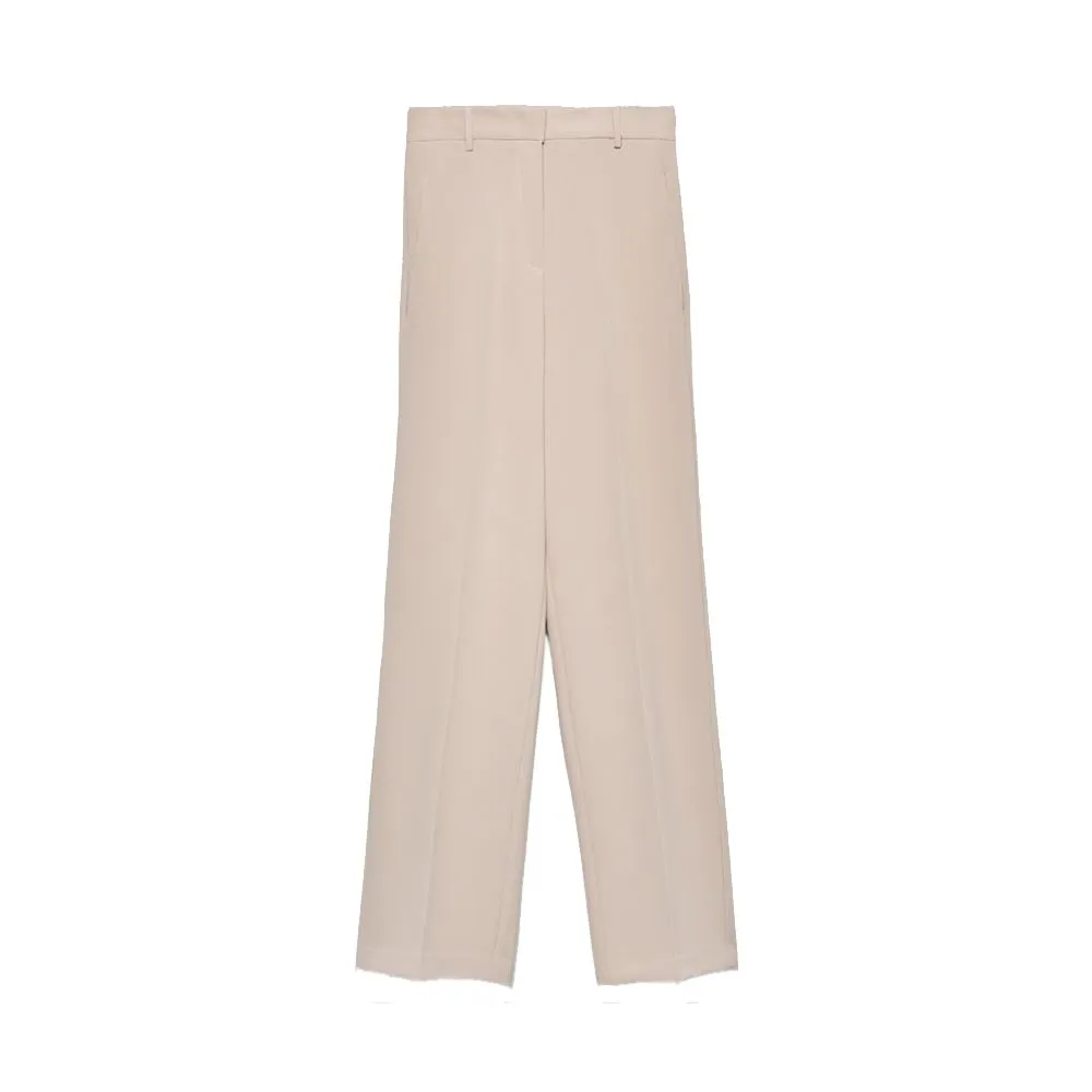 Hinnominate Women's Elegant Beige Crepe Straight Trousers