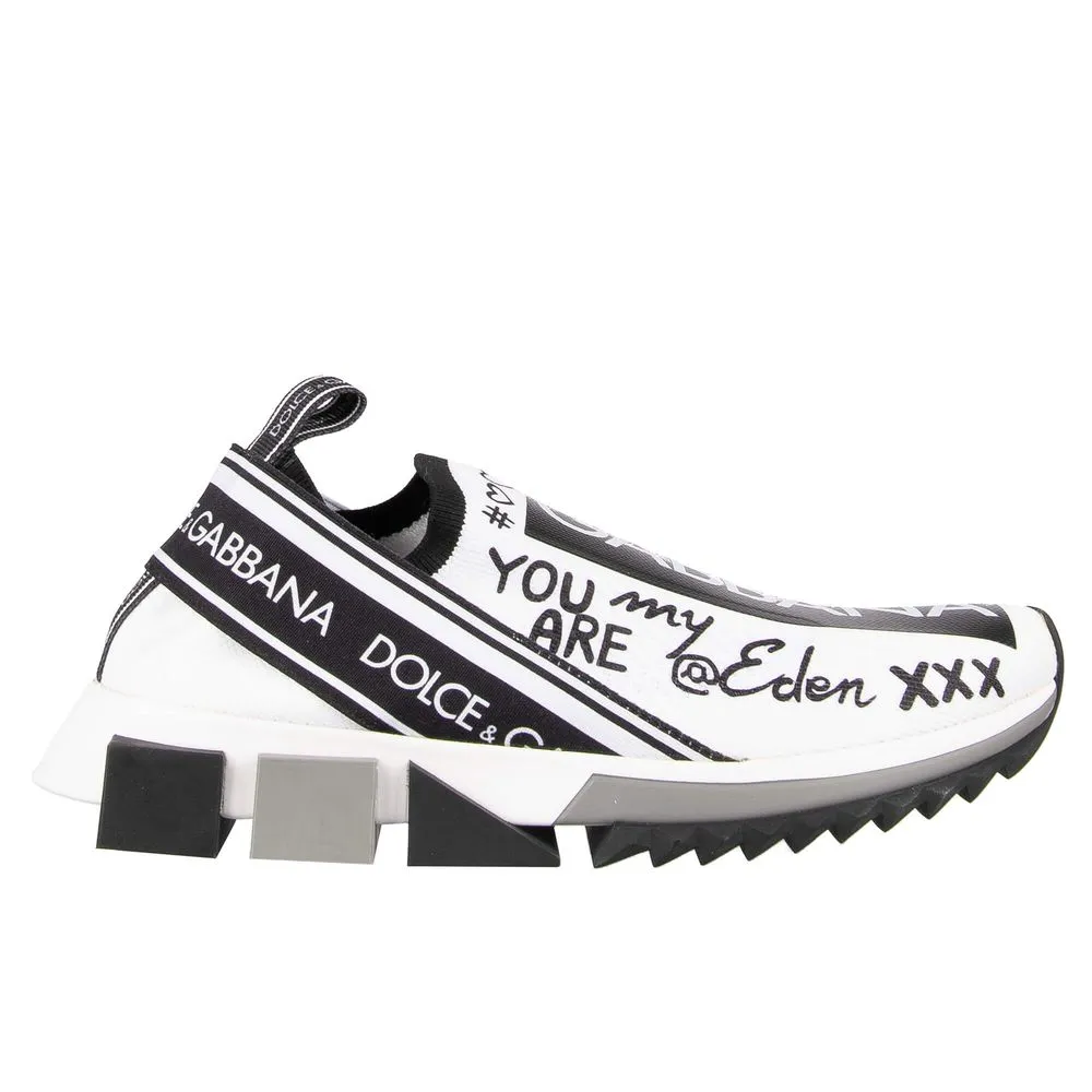 Dolce & Gabbana Women's Elegant Monochrome Printed Stretch Sneakers