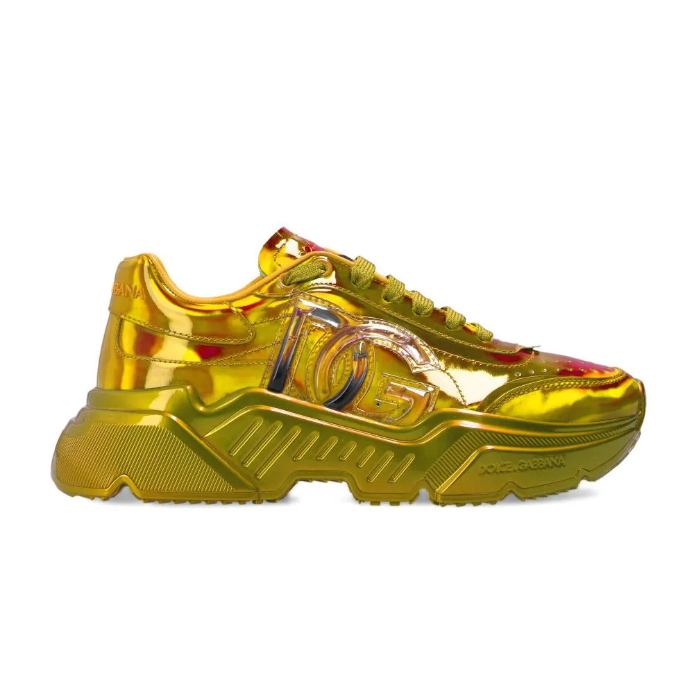 Dolce & Gabbana Women's Neon Yellow High-Top Calfskin Sneakers