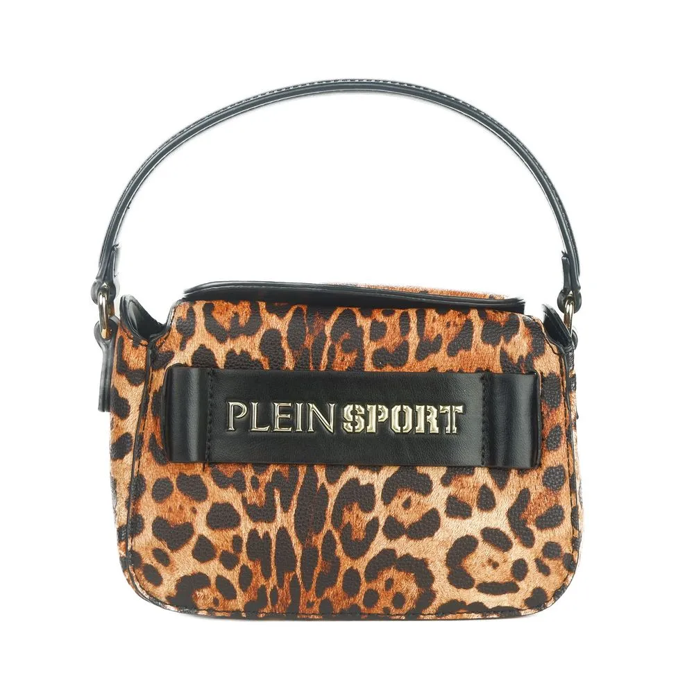 Plein Sport Women's Chic Leopard Print Shoulder Bag with Logo Detail