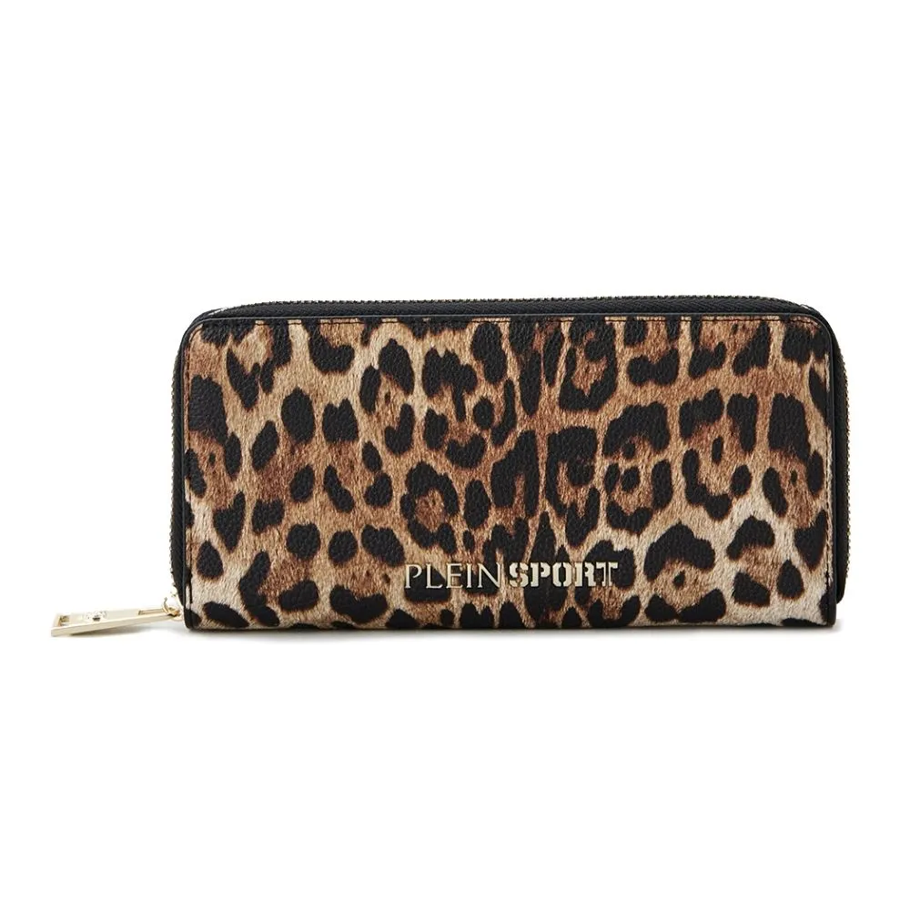 Plein Sport Women's Sleek Designer Zipper Wallet with Gold Accents