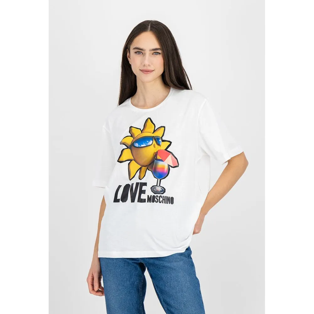 Love Moschino Women's Chic Logo Cotton Tee in Elegant White