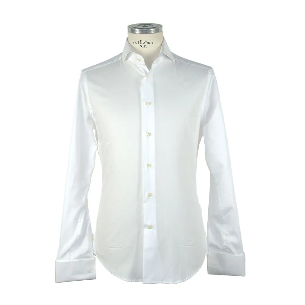 Made in Italy Men's Elegant Ceremony White Cotton Shirt
