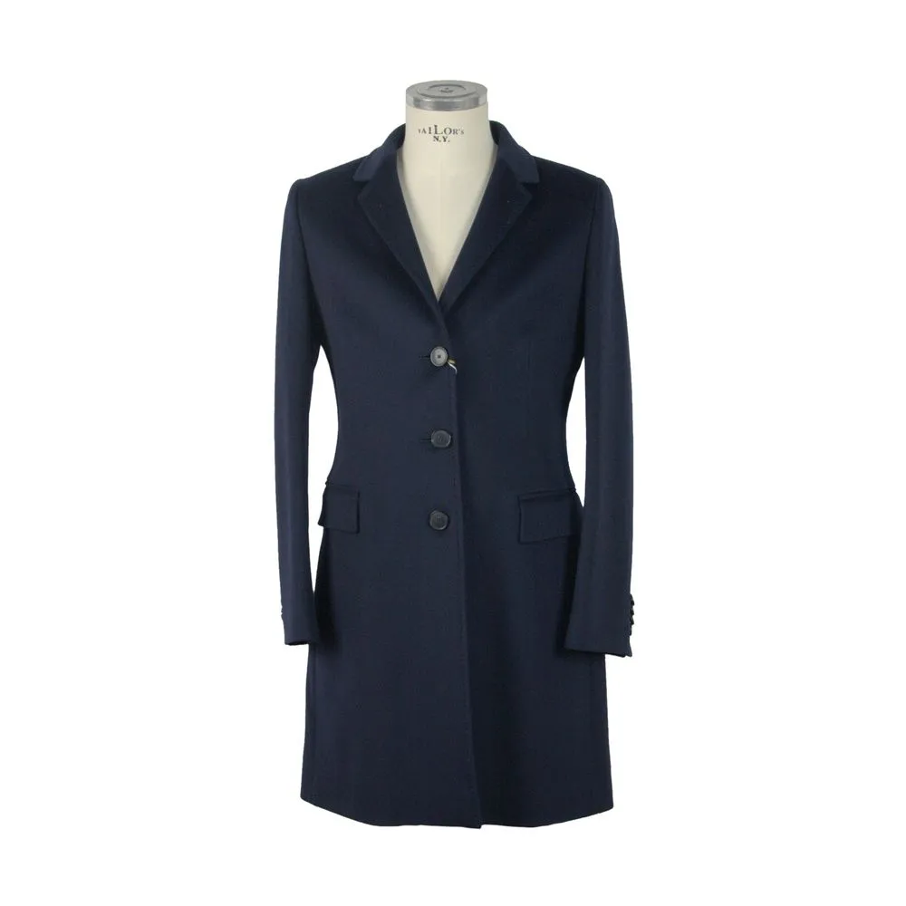 Made in Italy Men's Elegant Italian Wool Coat in Lustrous Blue