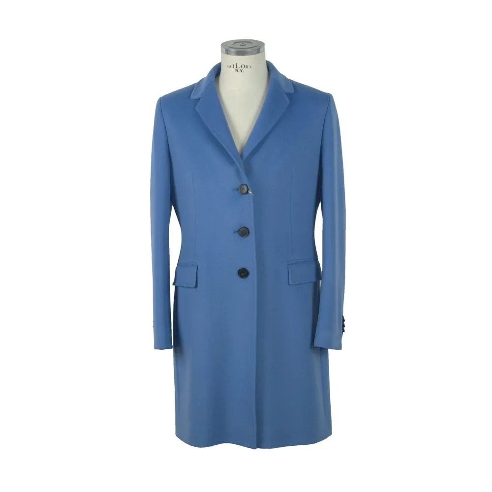 Made in Italy Women's Elegant Virgin Wool Light Blue Coat