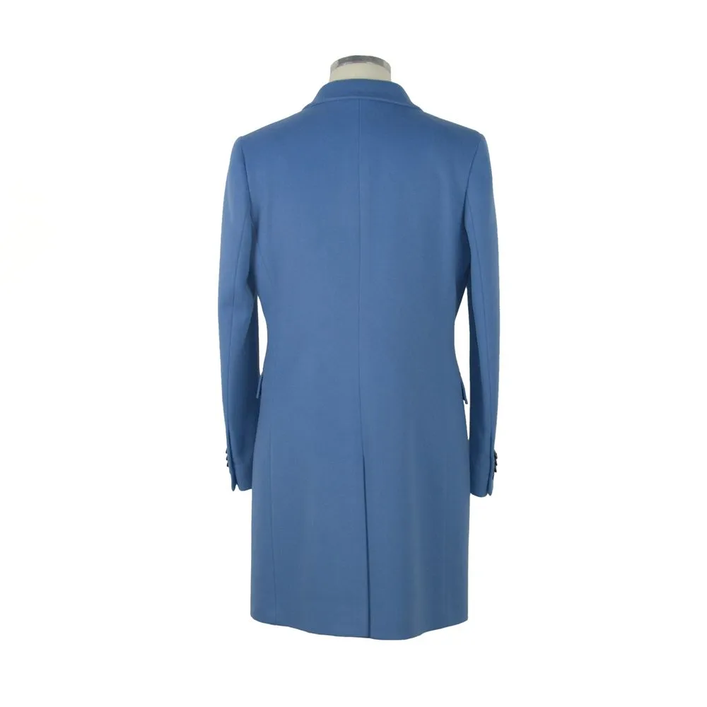 Made in Italy Women's Elegant Virgin Wool Light Blue Coat