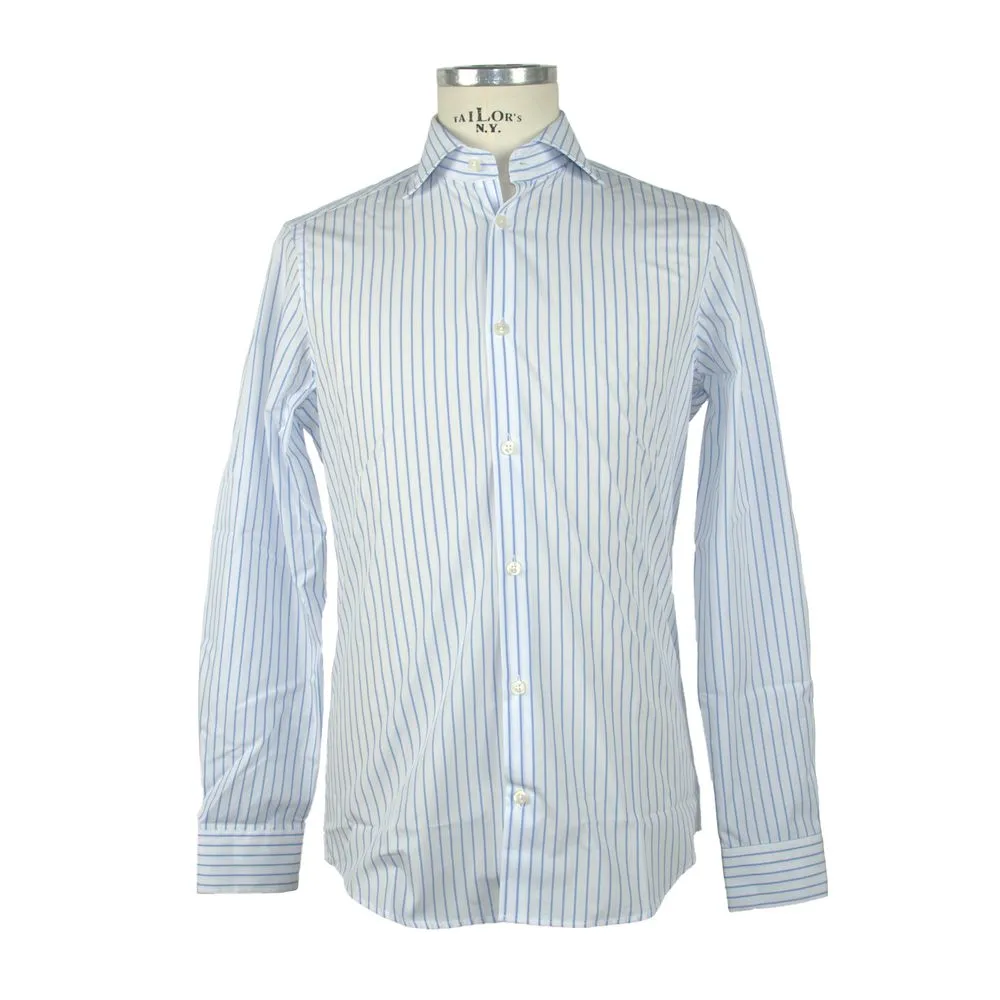 Made in Italy Men's Elegant Light Blue Italian Cotton Shirt
