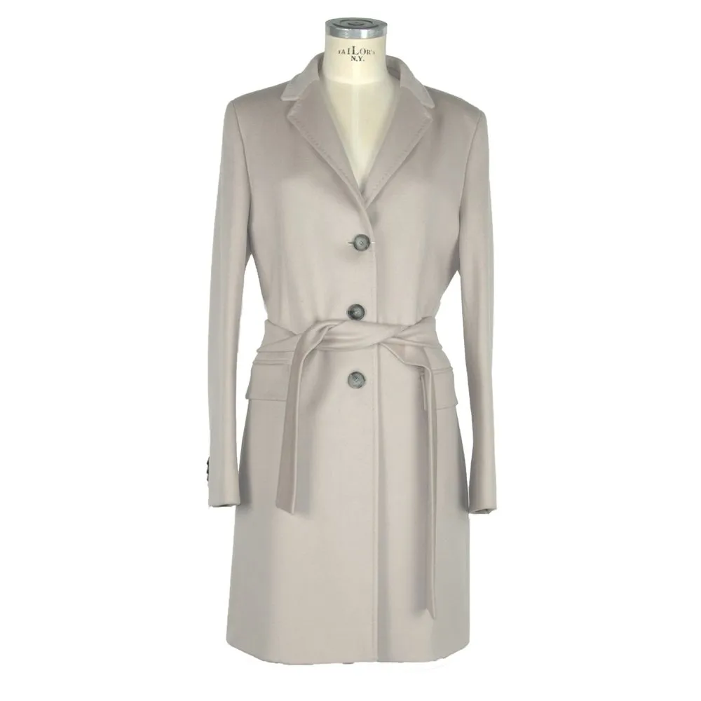 Made in Italy Women's Beige Wool Elegance Belted Jacket