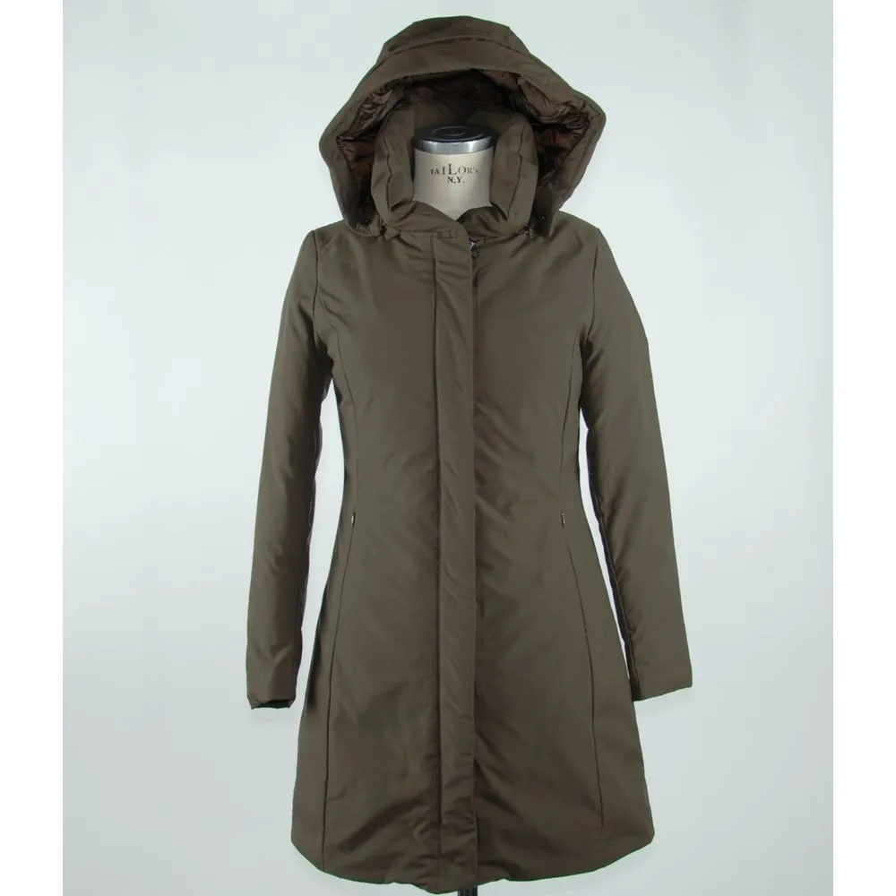 Emilio Romanelli Women's Elegant Brown Polygon Jacket with Hood