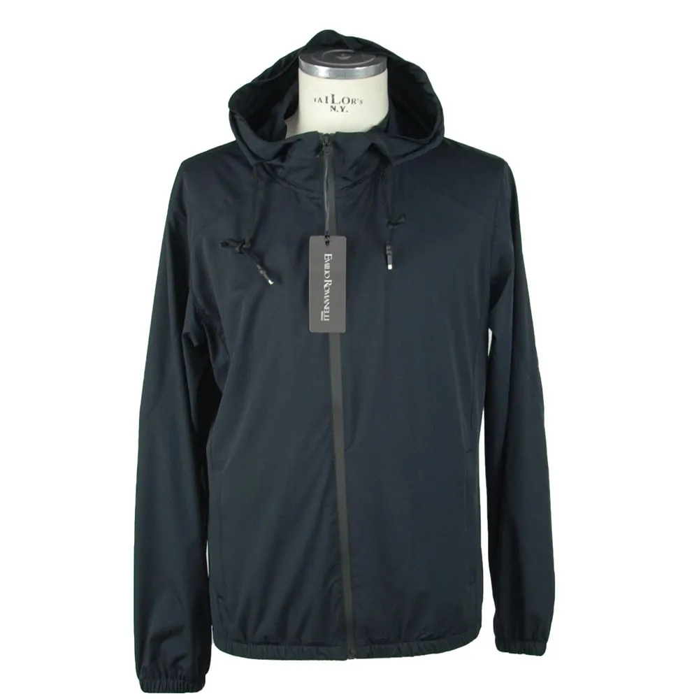 Emilio Romanelli Men's Sleek Hooded Full Zip Jacket in Black