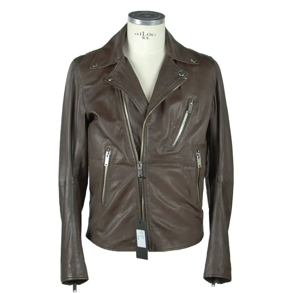 Emilio Romanelli Men's Refined Brown Leather Jacket