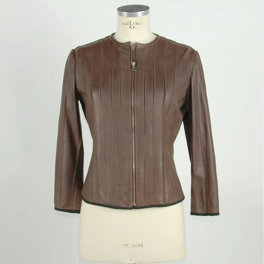 Emilio Romanelli Women's Sleek Slim-Fit Leather Jacket