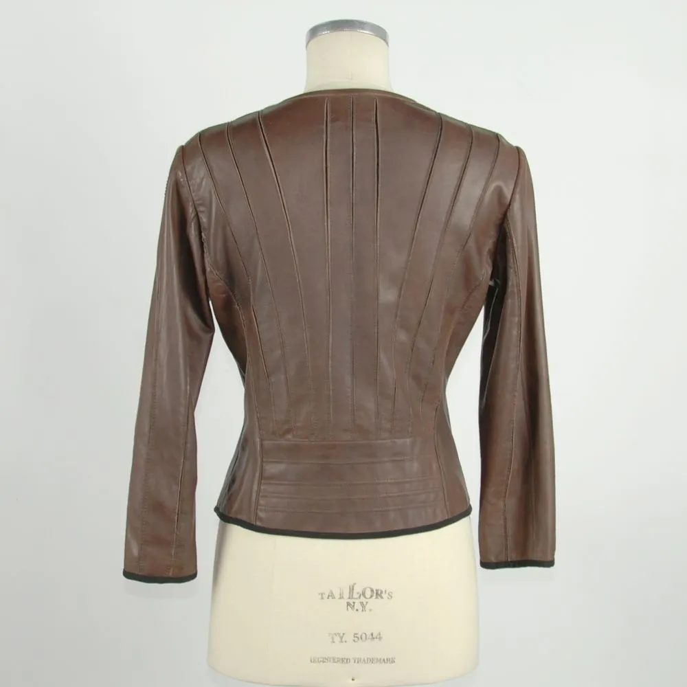 Emilio Romanelli Women's Sleek Slim-Fit Leather Jacket