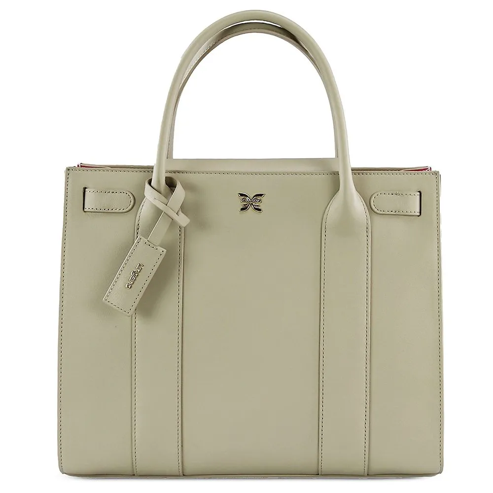 Ungaro Women's Elegant Beige Leather Accordion Shoulder Bag