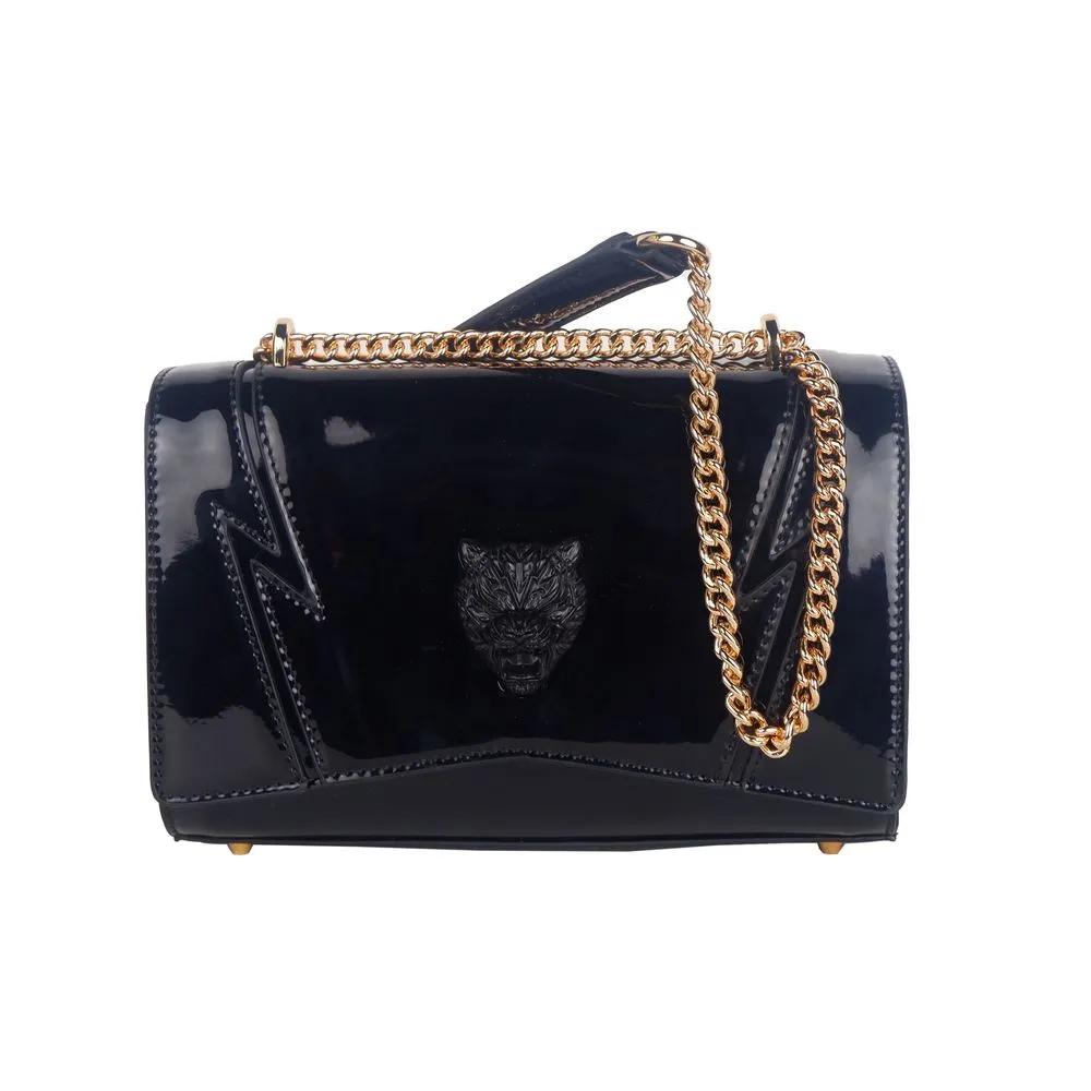 Plein Sport Women's Chic Patent Effect Chain Shoulder Bag