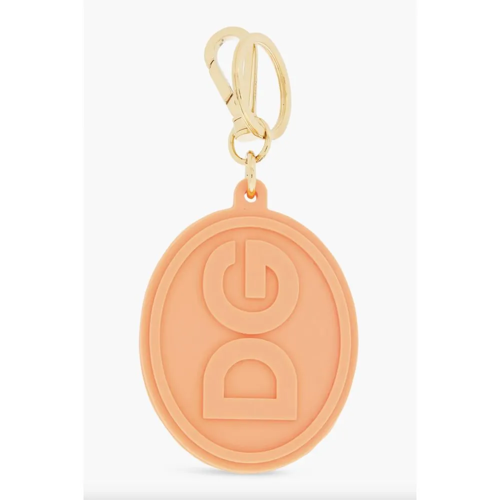 Dolce & Gabbana Men's Elegant Orange Keychain with Gold Hardware
