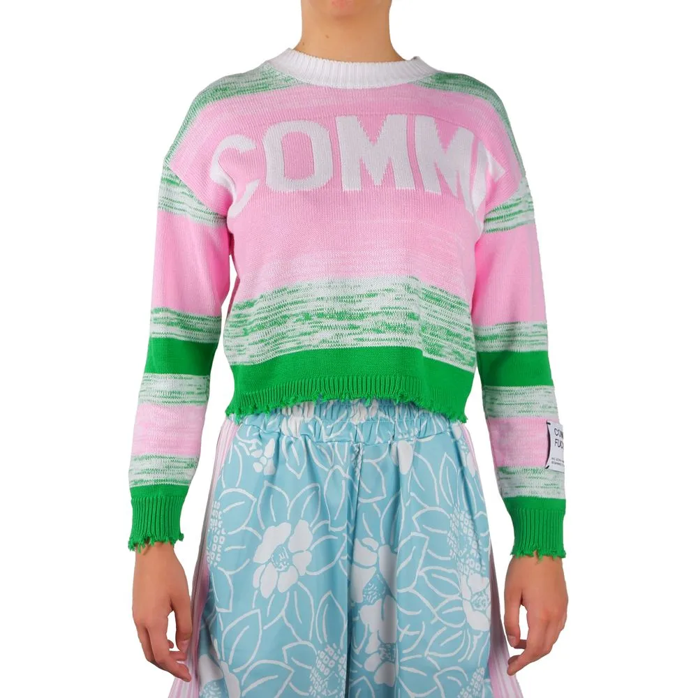 Comme Des Fuckdown Women's Pink Viscose Blend Crewneck Statement Sweater