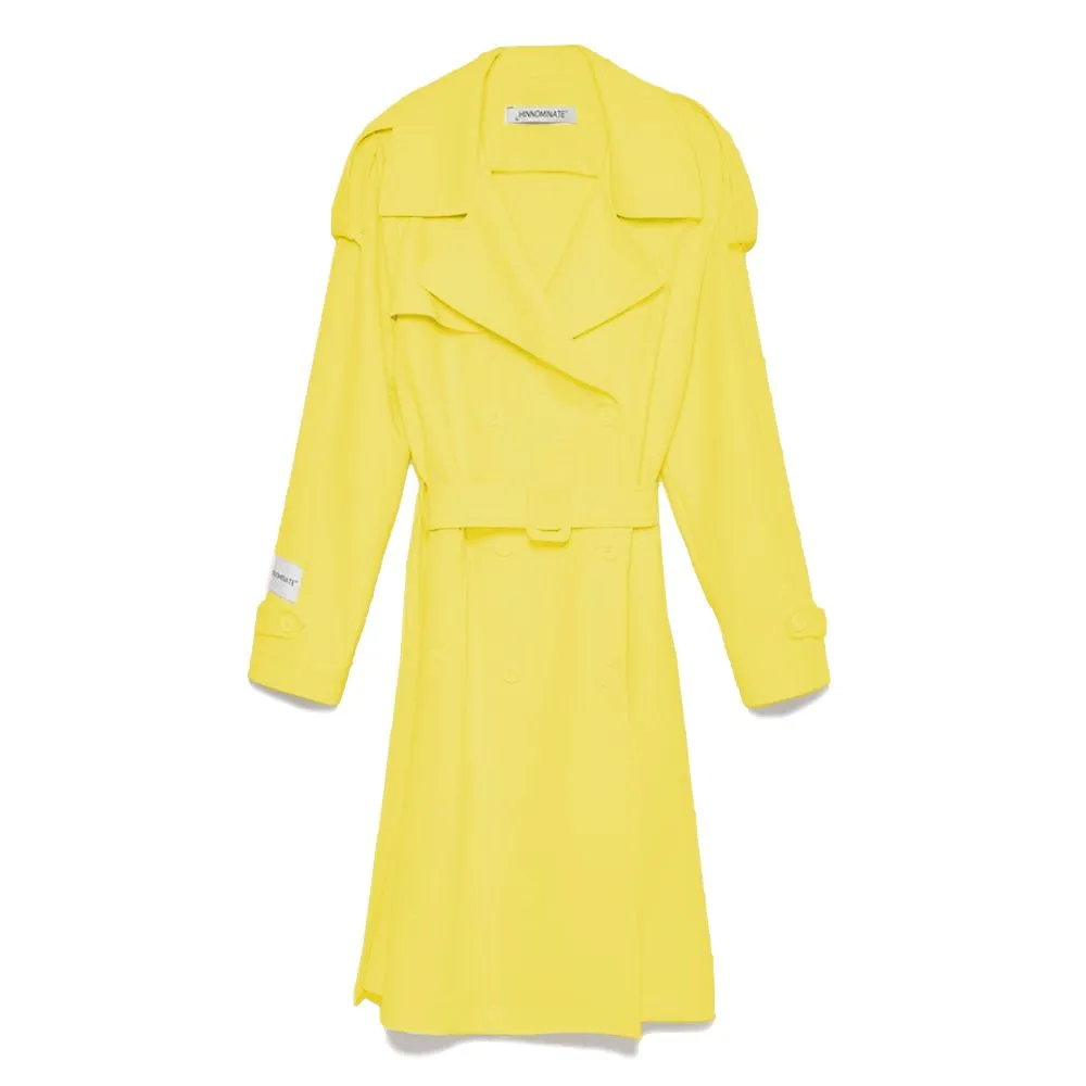 Hinnominate Women's Elegant Double-Breasted Trench Coat in Yellow