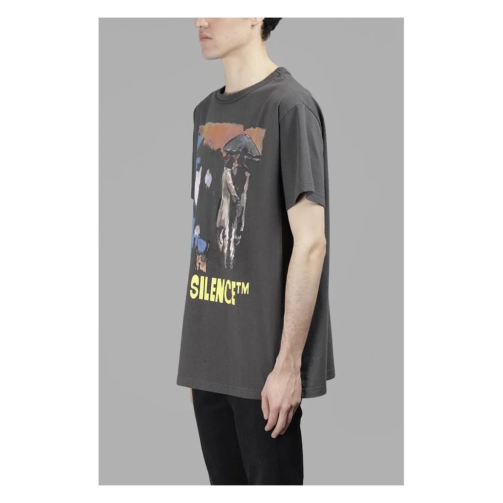 Off-White Men's Iconic Printed Cotton Tee in Gray