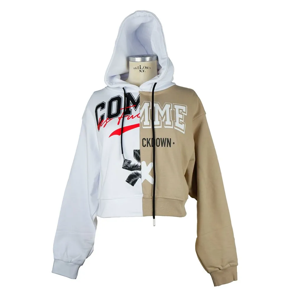 Comme Des Fuckdown Women's Chic Two-Tone Graphic Hooded Sweatshirt