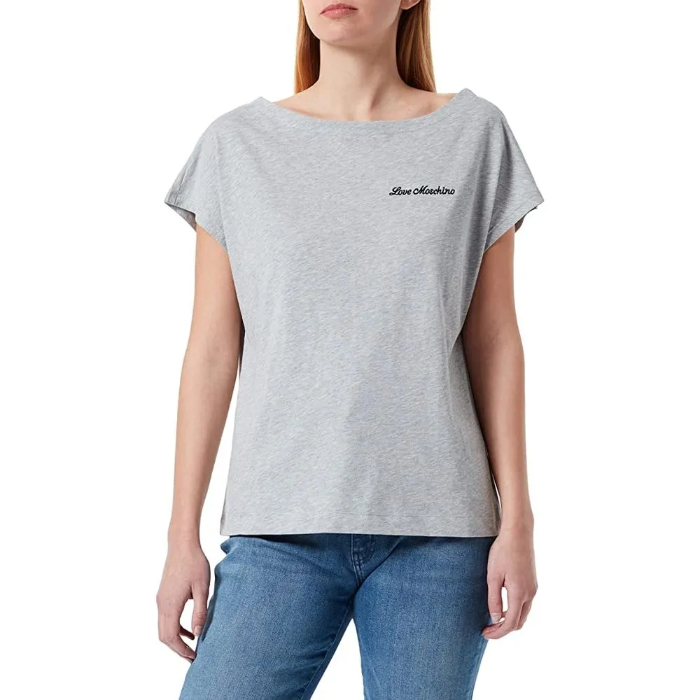 Love Moschino Women's Chic Embroidered Heart Logo Cotton Tee